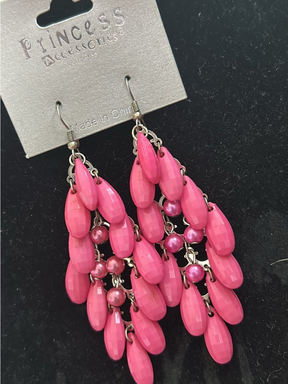 Princess Accessories Pink Cascade Beaded Earrings